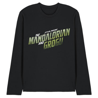 Front - Star Wars Mandalorian Unisex Adult Grogu Wave Logo Long-Sleeved T-Shirt