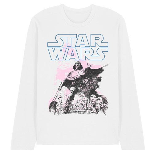 Front - Star Wars Unisex Adult Darth Vader Retro Poster Ringspun Cotton Long-Sleeved T-Shirt