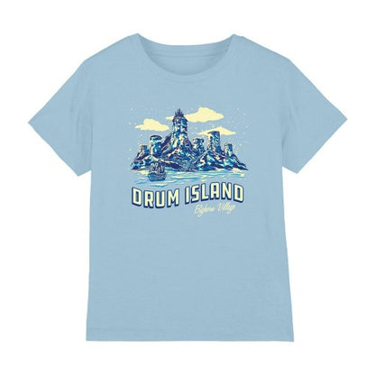 Front - One Piece Childrens/Kids Drum Island Postcard T-Shirt