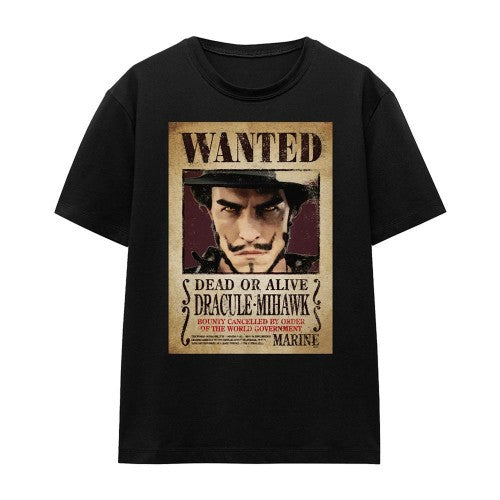 Front - One Piece Womens/Ladies Dracule Mihawk Wanted Poster T-Shirt