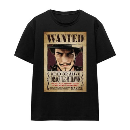 Front - One Piece Womens/Ladies Dracule Mihawk Wanted Poster T-Shirt