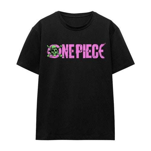 Front - One Piece Womens/Ladies Monkey D. Luffy Jolly Roger Logo T-Shirt