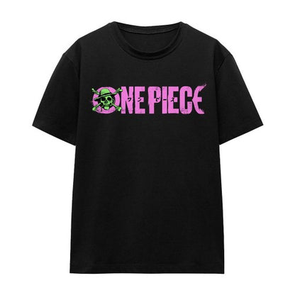 Front - One Piece Womens/Ladies Monkey D. Luffy Jolly Roger Logo T-Shirt