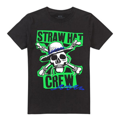 Front - One Piece Unisex Adult Straw Hat Crew Scrapbook Ringspun Cotton Midweight T-Shirt