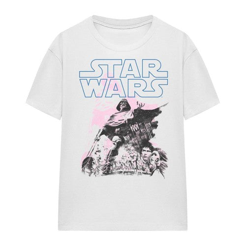 Front - Star Wars Womens/Ladies Darth Vader Retro Poster T-Shirt