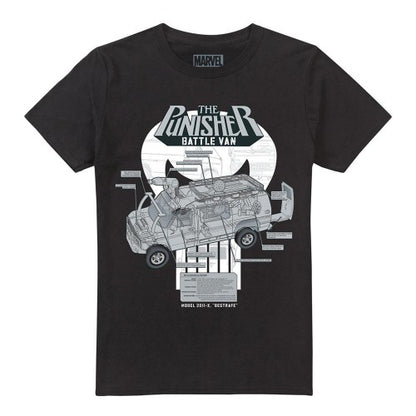 Front - The Punisher Unisex Adult Battle Van Specs T-Shirt