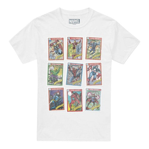 Front - Marvel Unisex Adult Grid Retro Trading Card T-Shirt