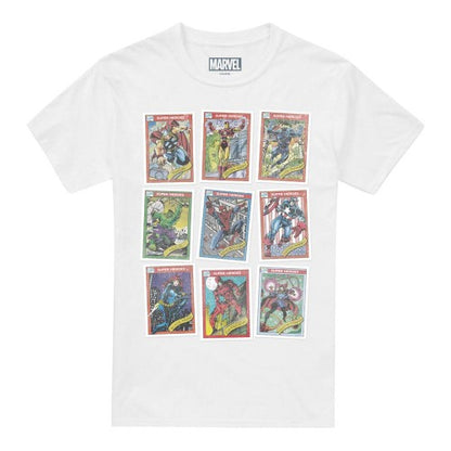 Front - Marvel Unisex Adult Grid Retro Trading Card T-Shirt