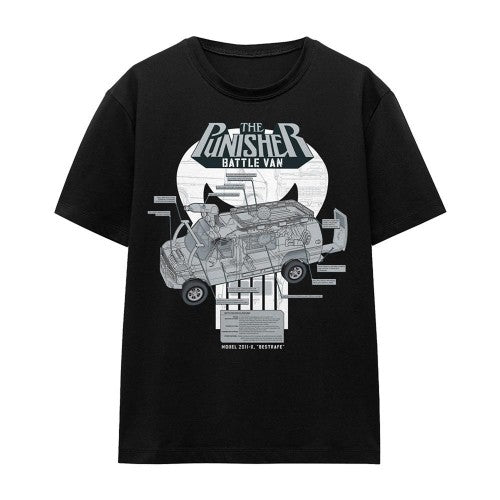 Front - The Punisher Womens/Ladies Battle Van Specs T-Shirt