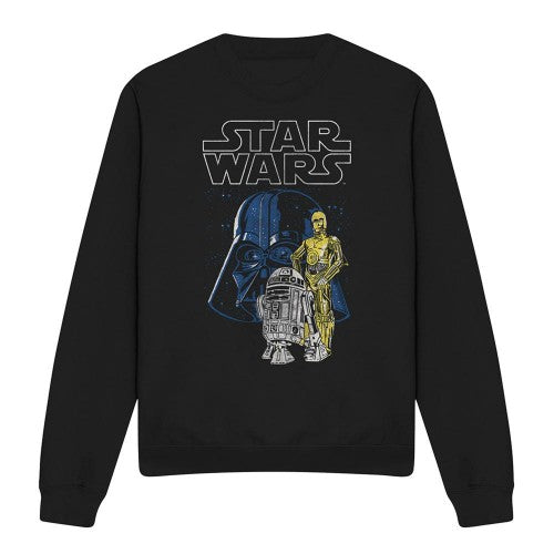 Front - Star Wars Unisex Adult Vader And Droids Weave Long-Sleeved Sweatshirt