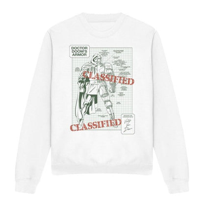 Front - Doctor Doom Unisex Adult Classified Armor Blueprint Long-Sleeved Sweatshirt