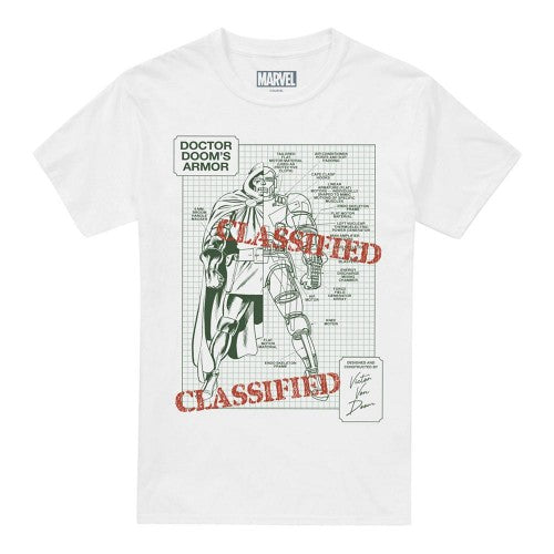 Front - Doctor Doom Unisex Adult Classified Armor Blueprint T-Shirt