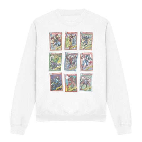 Front - Marvel Unisex Adult Trading Card Grid Retro Weave Long-Sleeved Sweatshirt