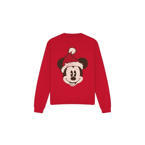 Front - Disney Unisex Adult Mickey Mouse Santa Face Sweatshirt