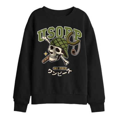 Front - One Piece Childrens/Kids Usopp Collegic Skull Sweatshirt