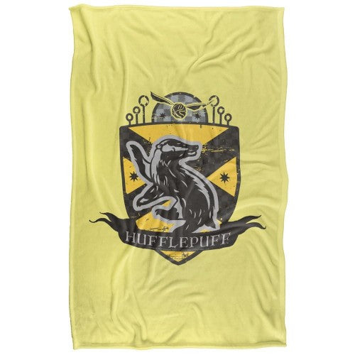 Front - Harry Potter Quidditch Hufflepuff Crest Soft Touch Blanket