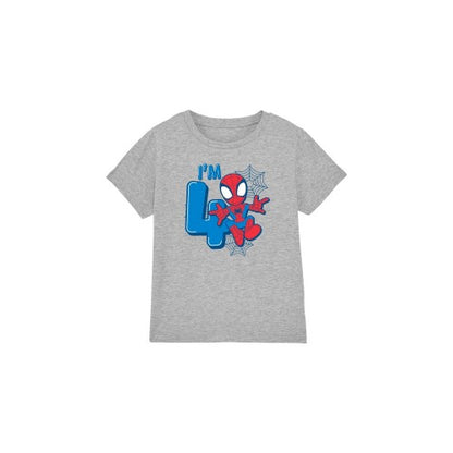 Front - Spider-Man Childrens/Kids Cute Spidey 4th Birthday T-Shirt