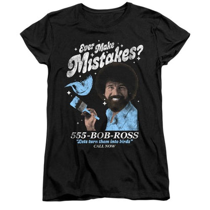 Front - Bob Ross Womens/Ladies Ever Make Mistakes? Fitted T-Shirt