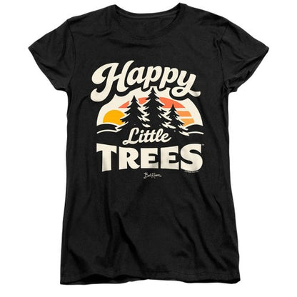 Front - Bob Ross Womens/Ladies Happy Little Trees Sun Fitted T-Shirt