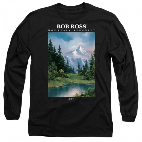 Front - Bob Ross Unisex Adult Mountain Serenity Long-Sleeved T-Shirt