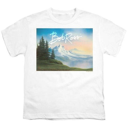Front - Bob Ross Childrens/Kids Landscape Signature T-Shirt