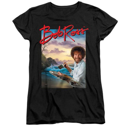 Front - Bob Ross Womens/Ladies Ocean Painter Fitted T-Shirt