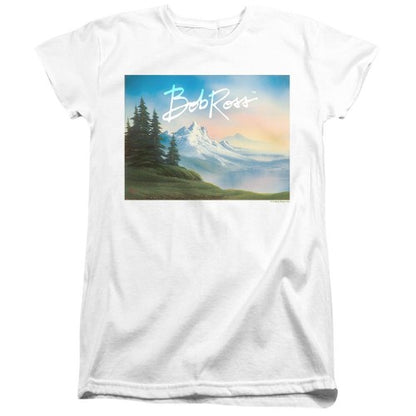 Front - Bob Ross Womens/Ladies Landscape Signature Fitted T-Shirt