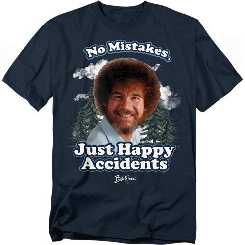 Front - Bob Ross Unisex Adult Just Happy Accidents Clouds T-Shirt