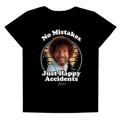 Front - Bob Ross Womens/Ladies Just Happy Accidents Retro T-Shirt