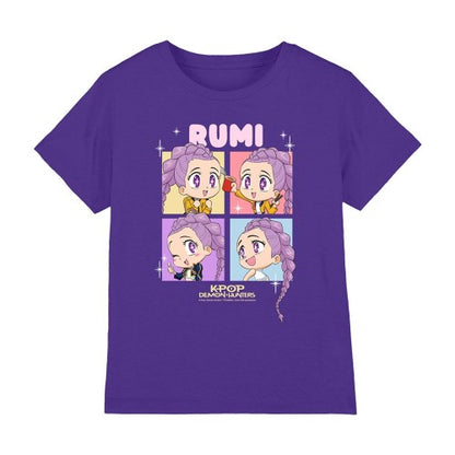 Front - K-Pop Demon Hunters Childrens/Kids Huntrix Rumi Chibi Group T-Shirt