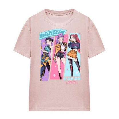Front - K-Pop Demon Hunters Womens/Ladies Huntrix Anime Sketch T-Shirt