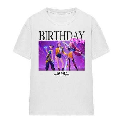 Front - K-Pop Demon Hunters Womens/Ladies Huntrix Birthday Crew Group T-Shirt