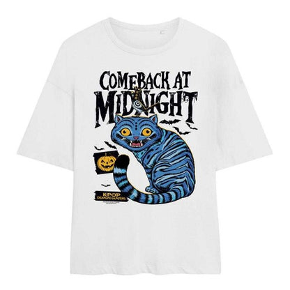 Front - K-Pop Demon Hunters Womens/Ladies Comeback At Midnight Derpy & Sussie Oversized Halloween T-Shirt