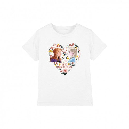 Front - Frozen Childrens/Kids Sisters Connected By Love Elsa Anna Valentine`s Day T-Shirt