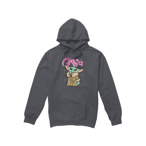 Front - Star Wars: The Mandalorian Mens Grogu Bubble Hoodie