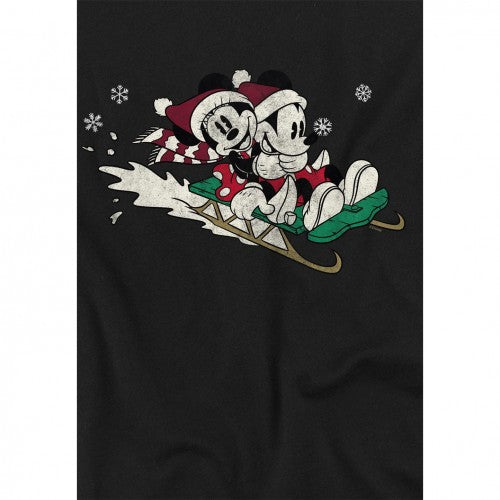Front - Disney Childrens/Kids Sledding For Christmas Mickey & Minnie Mouse T-Shirt