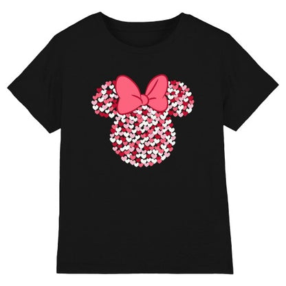 Front - Disney Childrens/Kids Minnie Mouse Heart Ears Silhouette Valentine`s Day T-Shirt