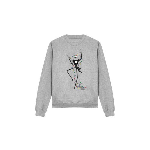 Front - The Nightmare Before Christmas Unisex Adult Jack Fairy Lights Sweatshirt
