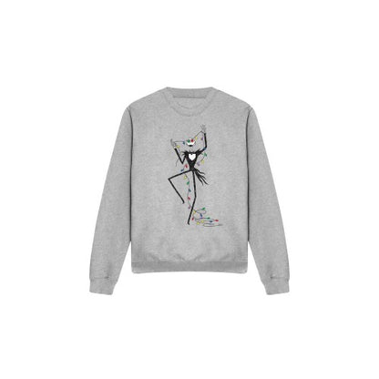 Front - The Nightmare Before Christmas Unisex Adult Jack Fairy Lights Sweatshirt