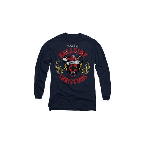 Front - Stranger Things Unisex Adult Hellfire Christmas T-Shirt