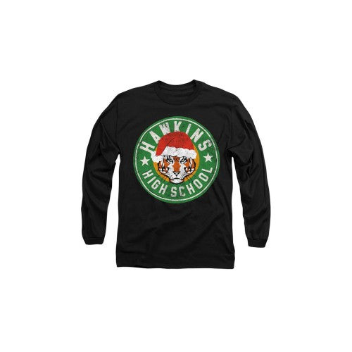 Front - Stranger Things Unisex Adult Hawkins High School Christmas Logo T-Shirt