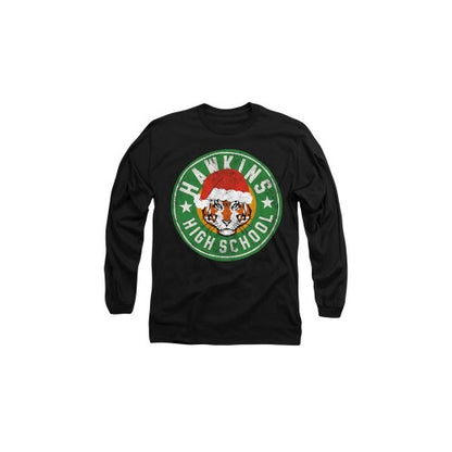 Front - Stranger Things Unisex Adult Hawkins High School Christmas Logo T-Shirt