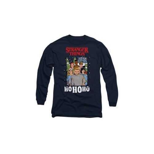 Front - Stranger Things Unisex Adult Ho Ho Ho Group Shot T-Shirt