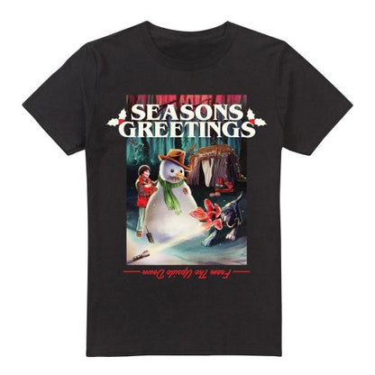 Front - Stranger Things Mens Seasons Greetings Snowman T-Shirt