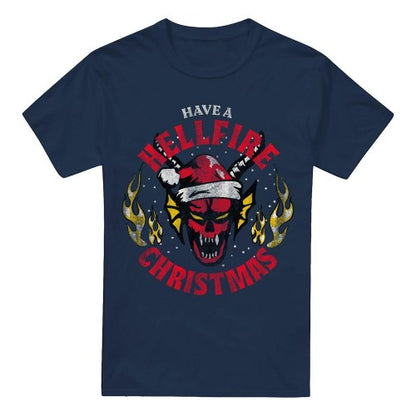 Front - Stranger Things Mens Hellfire Christmas T-Shirt
