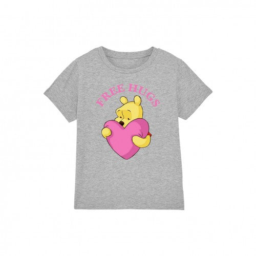 Front - Winnie the Pooh Childrens/Kids Free Hugs Valentine`s Day T-Shirt