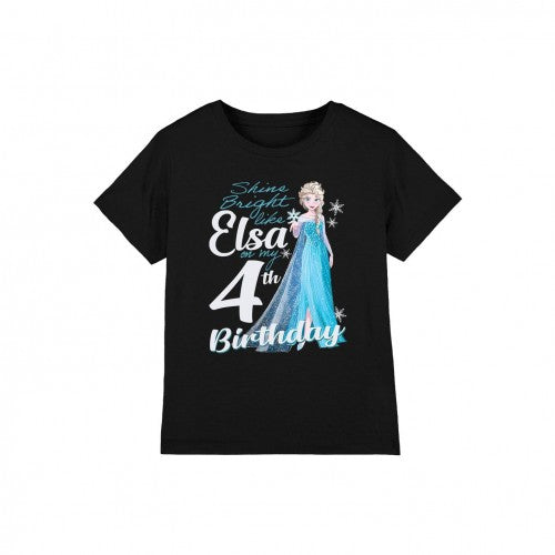 Front - Frozen Childrens/Kids Bright Like Elsa 4th Birthday T-Shirt