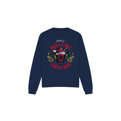 Front - Stranger Things Unisex Adult Hellfire Christmas Sweatshirt