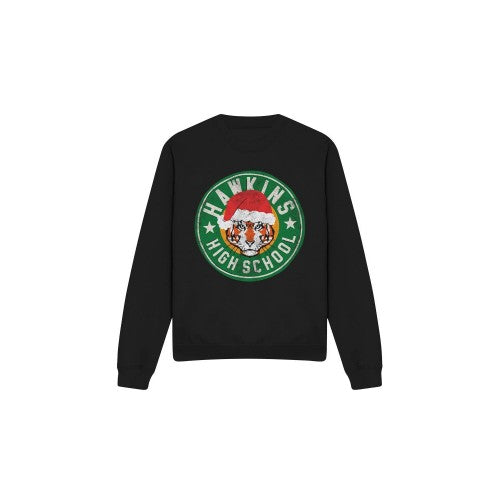 Front - Stranger Things Unisex Adult Hawkins High School Christmas Logo Sweatshirt