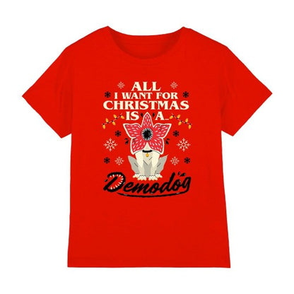 Front - Stranger Things Childrens/Kids Demodog Christmas T-Shirt